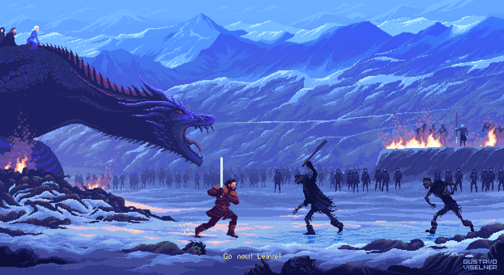 Pixel Art Gustavo Viselner - Game of Thrones Jon Snow