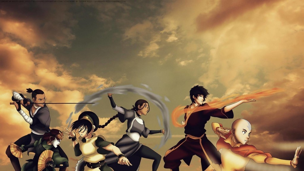 Aang e seus amigos protagonistas do desenho.