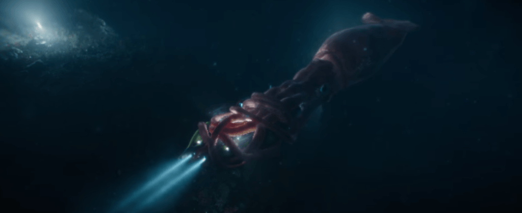 lula gigante ataca submarino em Megatubarão