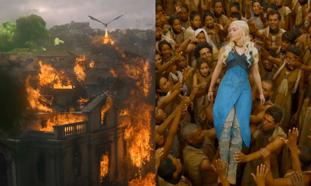 De um lado, Daenerys queima Porto Real. De outro, Daenerys é idolatrada em Game of Thrones