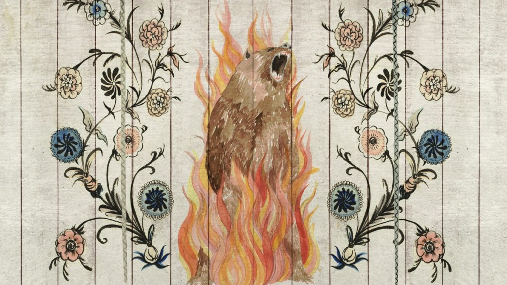 quadro de um urso queimando em Midsommar
